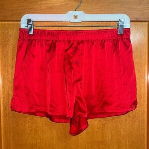 Juicy Couture Vintage Y2K Rhinestone Satin Red Sleepwear Shorts Small​